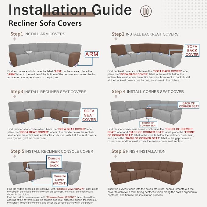 ALIECOM 100% Waterproof Recliner Sectional Couch Covers L Shape Stretch Corner - Image 8