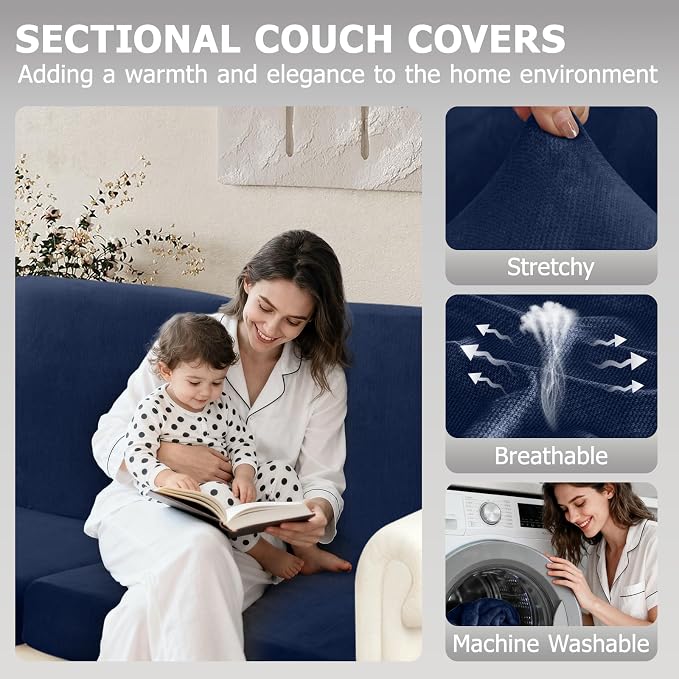 Arfntevss Velvet Corner Sectional Couch Covers Slipcovers L Shape Couch Cushion - Image 2