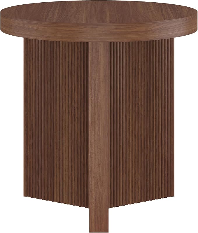 Henn&Hart 22'' Fluted Scandinavian Round End Table Ribbed Side Table, Nightstand - Image 4