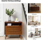 HULALA HOME End Table with Charging Station, Mid-Century Modern 2 Drawer and - Image 6