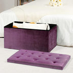 B FSOBEIIALEO Folding Storage Ottoman, Long Ottomans Shoes Bench, Velvet - Image 2
