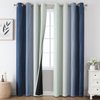 Sage Green and Navy Blue Ombre Blackout Curtains by ESTELARTEXTILER