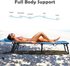Folding Beach Lounge Chair w/ 5 Adjutable Backrest & Padded Pillow, Sunbathing - Image 5