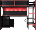 Modern Gaming Loft Bed with Built-in Desk, LED Lighting & Charging Hub –Twin - Image 5