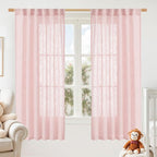 Sheer Linen Curtains 63 Inch Length by LAMIT