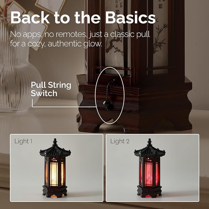 Antique Alive Traditional Korean Wood Lamp | Handmade Asian Oriental Table - Image 3