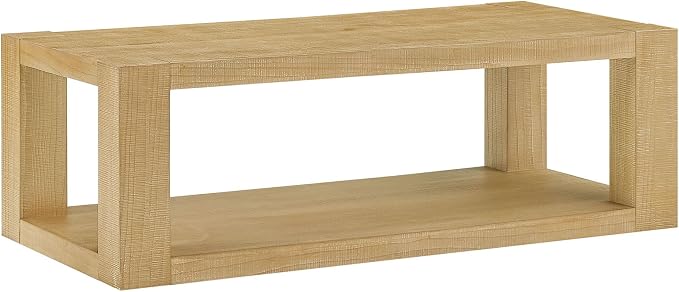 Modern 48 Inch Rectangular Coffee Table, 2-Tier Wood Veneer Living Room Center - Image 7