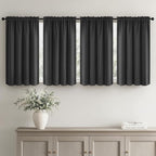 MIULEE 4-Panel 36 Inch Blackout Kitchen Tier Curtains Over Sink Grey | Privacy - Image 2