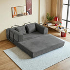 59in Convertible Sofa Bed, Corduroy Boneless Couch Bed, Futon Sleeper Sofa Pull by Unknown
