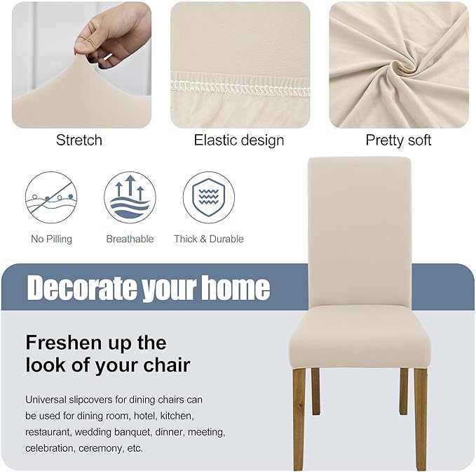 BIETYONE Stretch Dining Chair Covers Set of 2, Soft Removable Washable Kitchen - Image 3