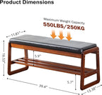 SOBIBO Solid Wood Shoe Bench, 2-Tier Wooden Entryway Bench, Modern Shoe Rack - Image 2