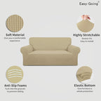 Easy-Going Stretch Oversized Loveseat Couch Covers Washable Beige | 1-Piece - Image 3