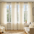 MIULEE Butter Cream Sheer Curtains 108 Inches Long 4 Panels 42 x 108 Inches | by MIULEE