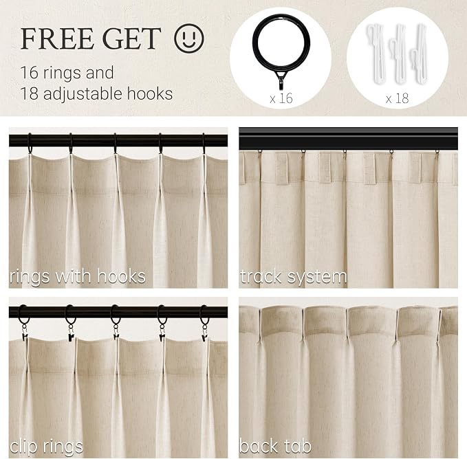 94 Inches Long Pinch Pleated Semi Sheer Curtains - Image 3
