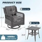 3 Pieces Patio Swivel Chairs, Wicker Patio Conversation Sets - Image 3