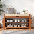 oakvivo 34.3in Shoe Bench, Bamboo 3-Tier Entryway Bench by OAKVIVOElegantLifestyle