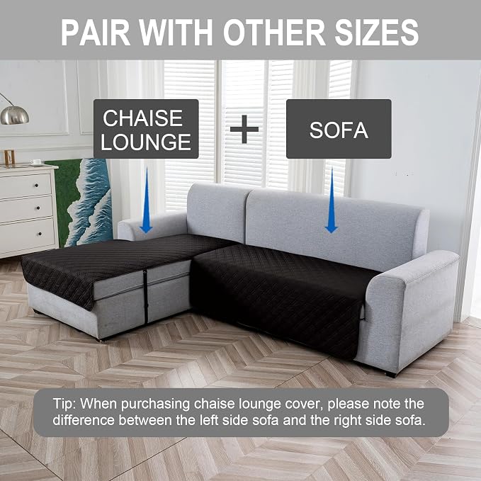 Genina L Shape Couch Cover, Sectional Couch Chaise Covers, Waterproof Washable - Image 3