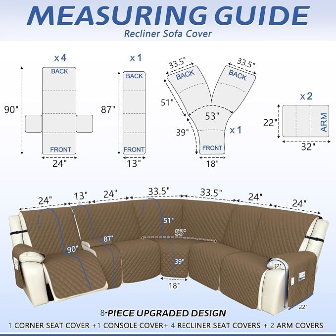 Arfntevss Recliner Sectional Couch Covers 1OO% Waterproof L Shape Sofa Cover - Image 2