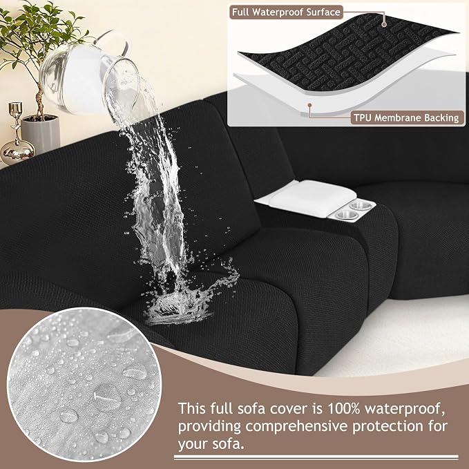 ALIECOM 100% Waterproof Recliner Sectional Couch Covers L Shape Stretch Corner - Image 4