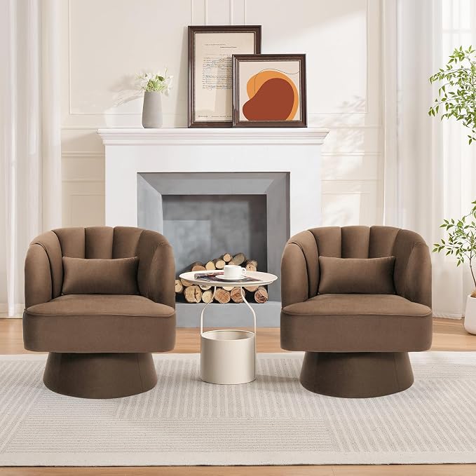 Garvee Ultra-Plush Swivel Accent Chair, 360° Barrel Lounge Chair - Image 2