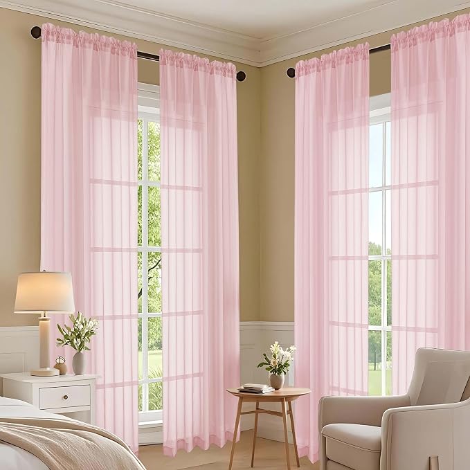 Blush Pink Bedroom Curtains 2 Panel Sets 90 Inch Length, 59 Inch Extra Wide - Image 7