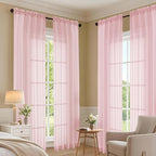 Blush Pink Sheer Curtains 72 Inches Long 2 Panels Set, Light Filtering Sheer - Image 7
