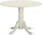 East West Furniture DLBO3-WHI-W 3 Piece Dining Room Table Set Contains a Round - Image 3
