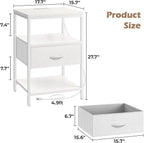 SUPERJARE Nightstand with Charging Station, 17.7 Inches Wider Side Table - Image 3