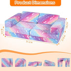 MeMoreCool 10-Piece Glow-in-the-Dark Rainbow Kids Modular Play Couch, - Image 3