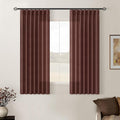 Chestnut Brown Pinch Pleated Linen Sheer Curtains 45 Inch Length 2 Panels | by Twodrapes