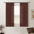 Chestnut Brown Pinch Pleated Linen Sheer Curtains 45 Inch Length 2 Panels | by Twodrapes