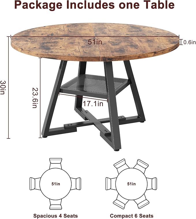 Jocoevol 51'' Round Dining Table - Image 2