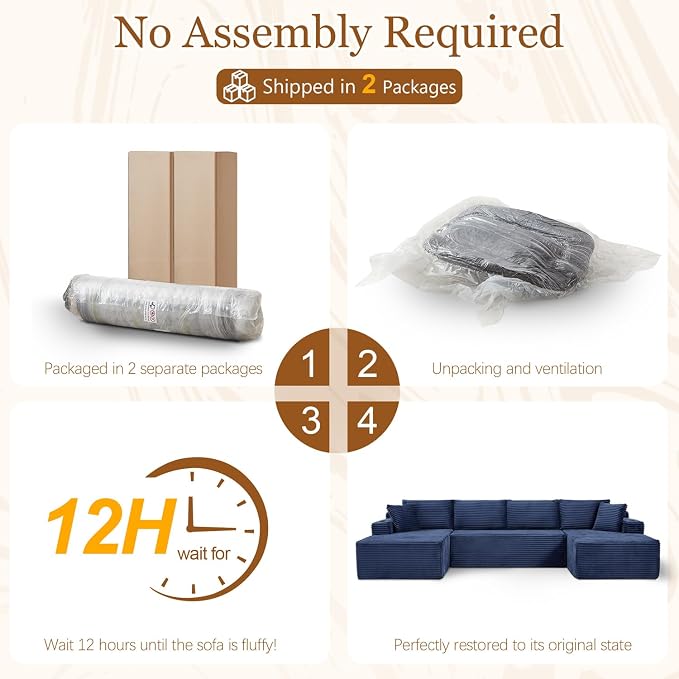 134 Inch Modular Sectional Sleeper Sofa, Boneless Cloud Couch - Image 7
