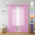 Light Pink Sheer Curtains 72 Inches Long 2 Panels, Light Filtering Curtains by Lecloud