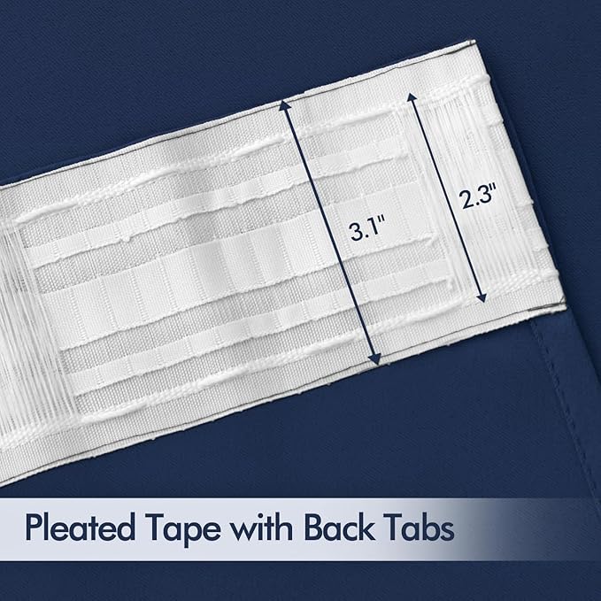 MIULEE Navy Blue Back Tab Blackout Curtains 52x120 Inch Long 2 Panels Set | Rod - Image 4
