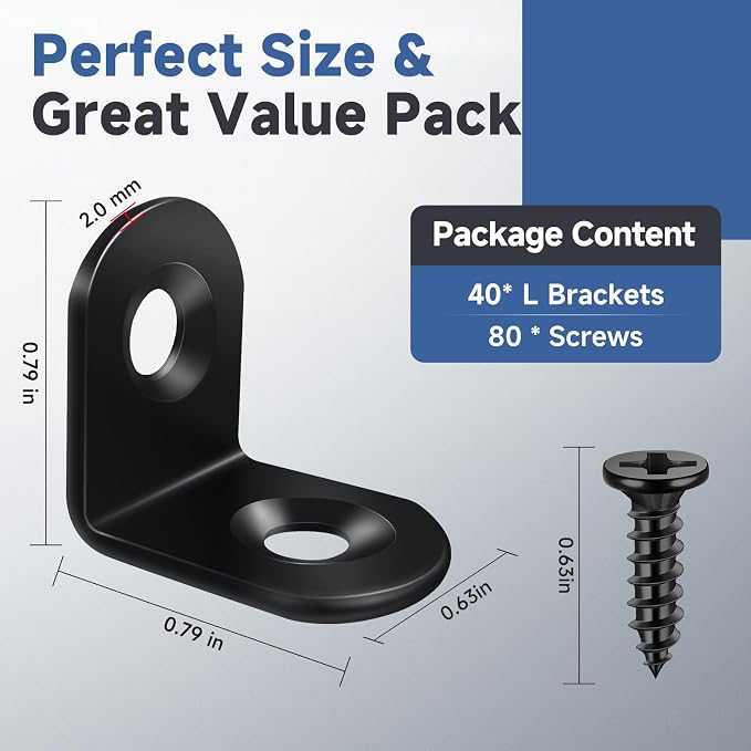 40PCS L Brackets, Stainless Steel Corner Brace - Image 2