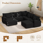 Vesgantti 101" V-Shaped Corner Couch Sectional, 7 Seat Customizable Modular - Image 2