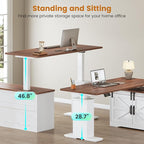 SEDETA Farmhouse L Shaped Standing Desk, 55 inch Height Adjustable Corner Desk - Image 4