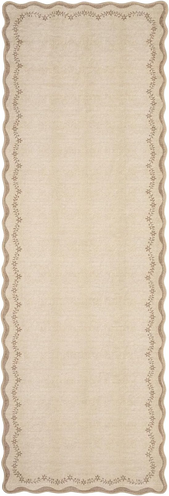 GarveeHome 2.5x8 Scalloped Washable Runner Rug Non Slip Hallway Kitchen Rug | - Image 5