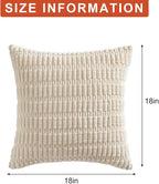 Pack of 2 Corduroy Decorative Throw Pillow Covers 18x18 Inch, Cream White | - Image 7
