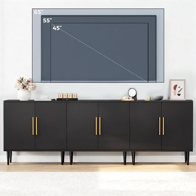Vrullu Modern Storage Cabinet, Free Standing Buffet Cabinet, Wood Accent - Image 5