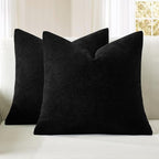 MIULEE Black Chenille Couch Throw Pillow Covers, 20x20 | Set of 2, Soft by MIULEE