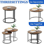 aboxoo Coffee Table Nesting Round Table Set of 2 Side Table - Image 6