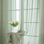 Sage Green Sheer Curtain 90 Inches Long 2 Panels Set, Solid Filmy Drapes - Image 7