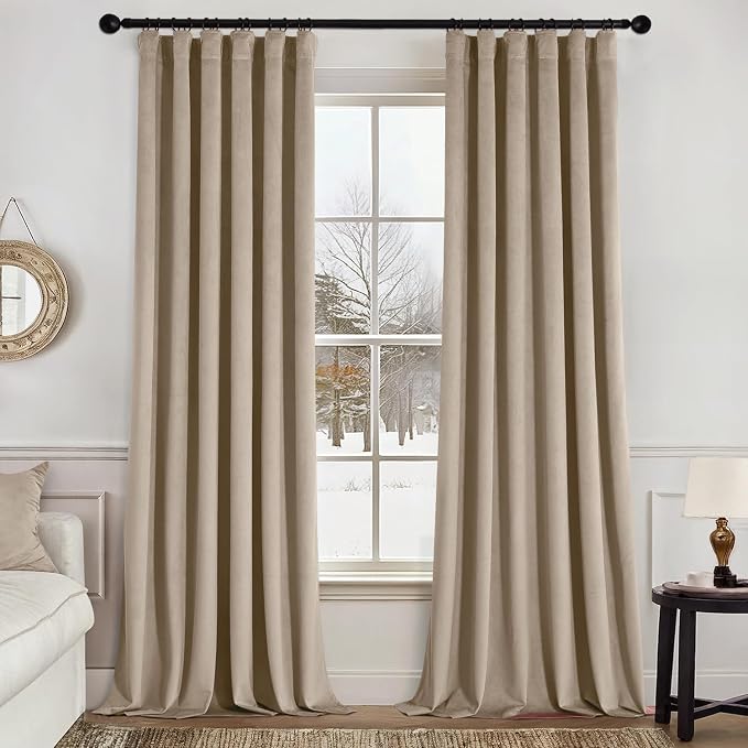 MIULEE Velvet Curtains 50W x 96L 2 Panels Camel Beige Blackout Curtains | by MIULEE