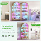 HNEBC Arched Display Case with RGB Lights, LED Curio Cabinet with Shelf - Image 8