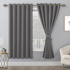 Grommet Blackout Curtains for Bedroom, 70 x 63 Inches, Light Grey | Thermal - Image 8