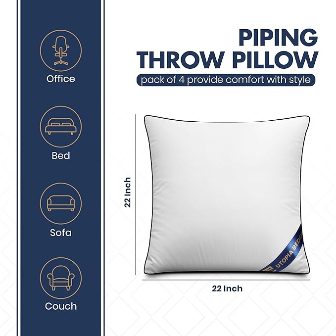 Utopia Bedding 22x22 Throw Pillow Inserts, Decorative Pillows, Plush & - Image 2