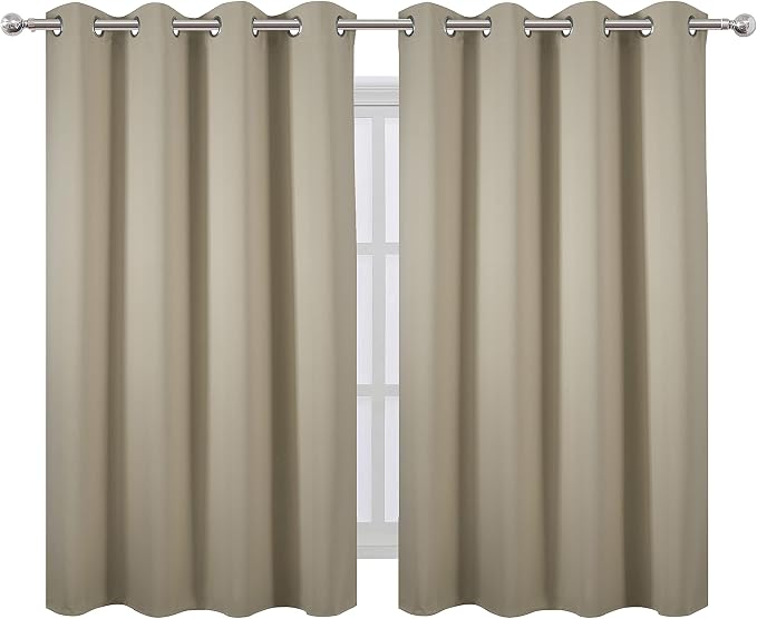 Blackout Curtains 52 x 45 inch/Beige Curtains Set of 2 Panels/Thermal Insulated - Image 2