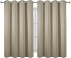 Blackout Curtains 52 x 45 inch/Beige Curtains Set of 2 Panels/Thermal Insulated - Image 2